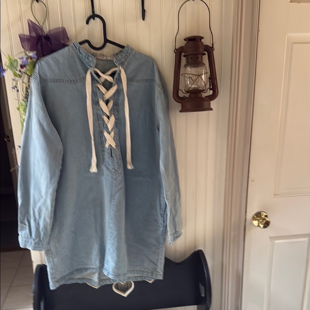 Light Blue Long Sleeve Jean dress